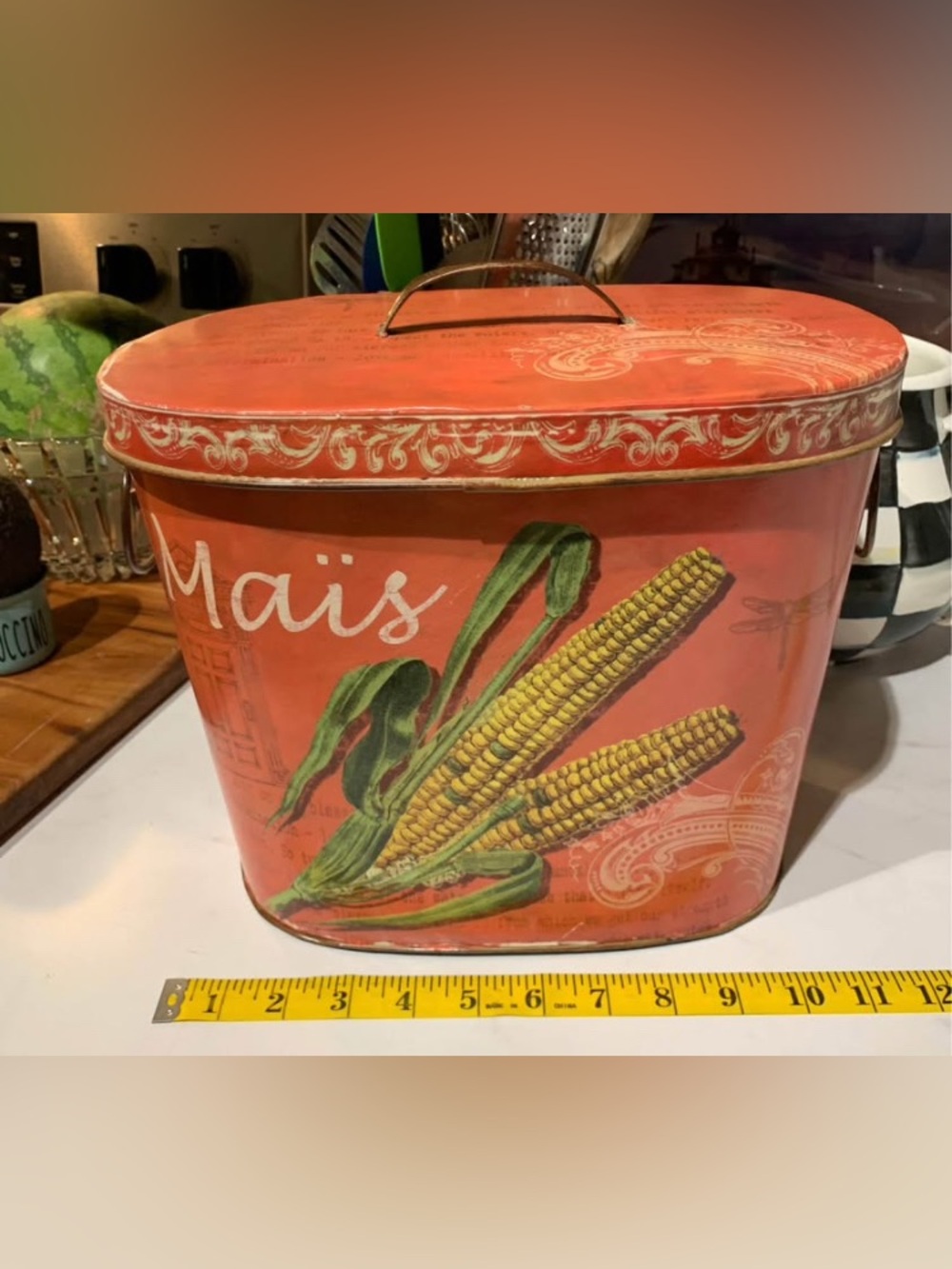 French Mais Maize π½Decorative Autumn π Tin ~11x11 burnt Orange
